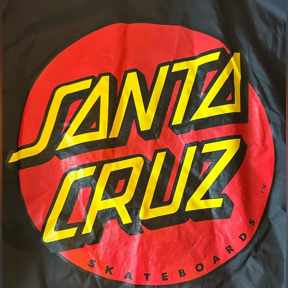 Santa Cruz Skateboards Black Windbreaker Hoodie Jacket Small Zip Up Streetwear